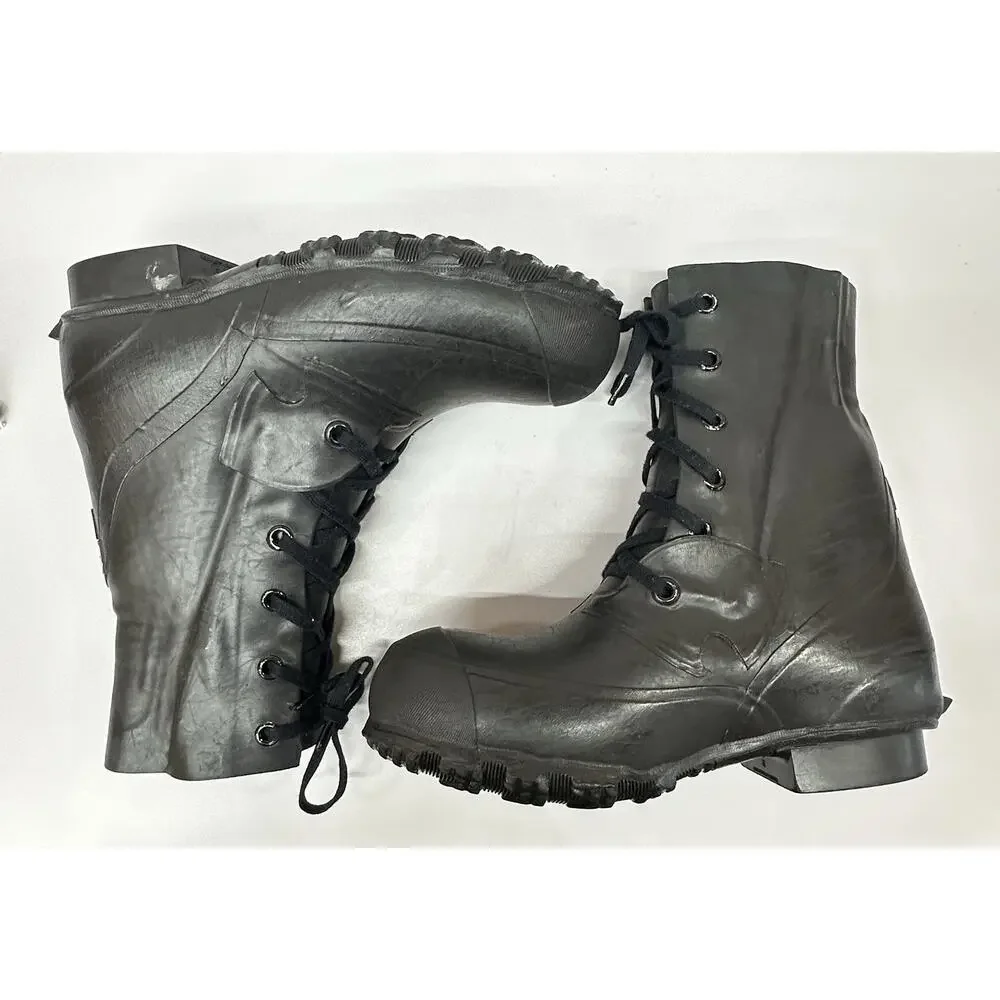 Vintage Hood QMC US Military Mickey Mouse Rubber Boots Black Lace Up Size 8R